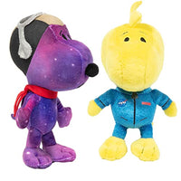 JINX Snoopy in Space Plush Set, Includes Two 7.5-Inch Peanuts Stuffed Toys (Nebula Snoopy and Woodstock in Blue NASA Suit)