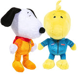 JINX Snoopy in Space Plush Set, Includes Two 7.5-Inch Peanuts Stuffed Toys (Snoopy in Orange NASA Suit and Woodstock in Blue NASA Suit)