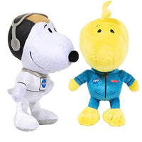 JINX Snoopy in Space Plush Set, Includes Two 7.5-Inch Peanuts Stuffed Toys (Snoopy in White NASA Suit and Woodstock in Blue NASA Suit)