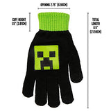 JINX Minecraft Creeper Hustle Knit Glove Mittens, Green/Black, Youth Fit