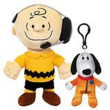 JINX Snoopy in Space Plush Collection, Includes Charlie Brown Mission Control 7-Inch Stuffed Toy and Snoopy Astronaut 4-Inch Clipsters Hanging plushie