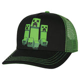 JINX Minecraft Creeper Rush Trucker Baseball Hat, Green/Black, Youth Fit