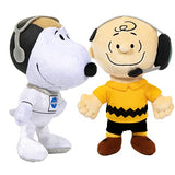 JINX Snoopy in Space Plush Set, Includes Two 7.5-Inch Peanuts Stuffed Toys (Snoopy in White NASA Suit and Charlie Brown Mission Control)