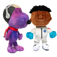 JINX Snoopy in Space Plush Set, Includes Two 7.5-Inch Peanuts Stuffed Toys (Nebula Snoopy and Franklin in White NASA Suit)