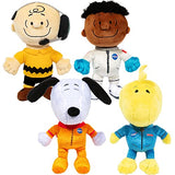 JINX Snoopy in Space Plush Bundle, Includes Four 7.5-Inch Peanuts Stuffed Toys (Snoopy, Franklin, Woodstock and Charlie Brown)